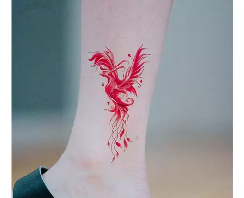 Tatuagem Temporária Delicada Cartela Phoenix Do Fogo