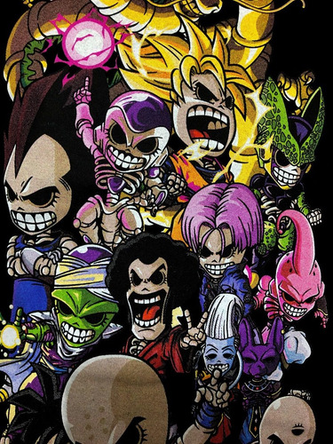 Polera Dragon Ball Z Calaveras Goku Vegeta Frezer Cell