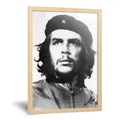 Cuadro Che Guevara Con Marco De Madera Vidrio Y Foto 35x50cm