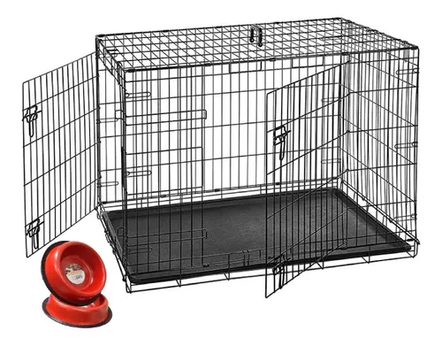 Jaula grande para perros de 36 pulgadas, jaulas resistentes para perros  grandes, jaula plegable de alambre de metal con bandejas extraíbles