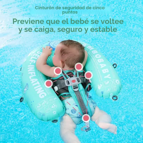 Flotador Autoinflable Para Bebés Mambobaby Con Parasol UPF 50+ – Ideal De 3 A 24 Meses, Para Piscina, Playa Y Bañera