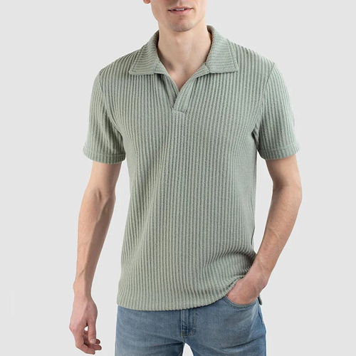 Camisa De Punto De Manga Corta Para Hombre, Camisa Casual En