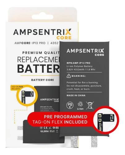 Batería Ampsentrix Core Compatible iPhone 13 Pro Flex Tag On