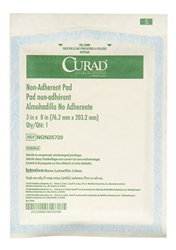 Medline Curad - Almohadilla Estéril No Adherente, 3.0 X 8.0