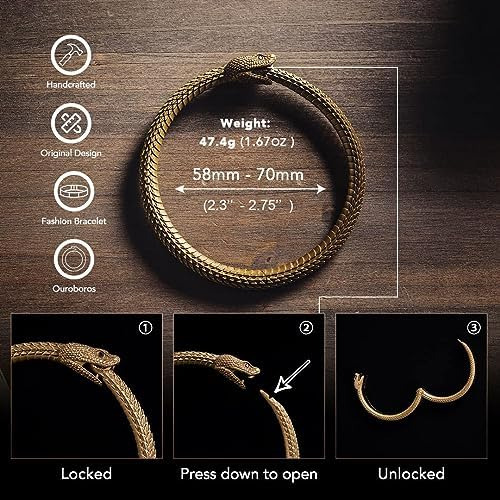 Coppertist.wu Brazalete Ouroboros De Latón Brazaletes De Ser