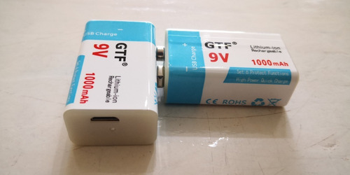 Pila 9v Litio, Recargable X Usb 1000mha Nueva