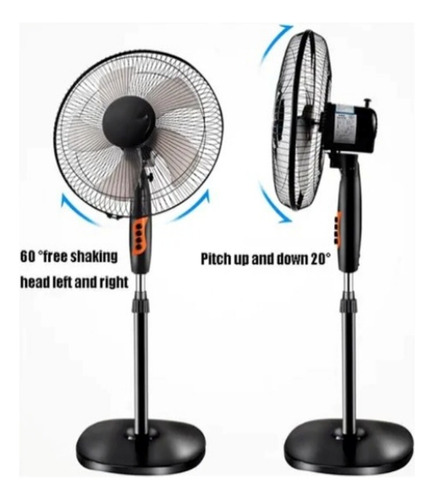 Ventilador Pedestal 16 Pulgadas , 3 Velocidades 64 Cm 50 Negro Gris Plástico 5
