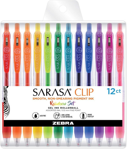 12 Marcadores Zebra Sarasa Clip Gel Ink Rollerball 0.5mm