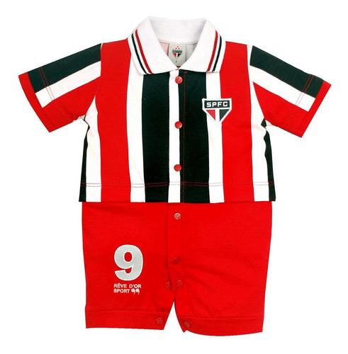 Macacão Bebê São Paulo Uniforme Campo Oficial