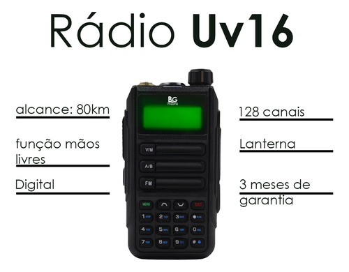 Radio Comunicador Baofeng Longo Alcance Dual Band Vhf / Uhf Uv16