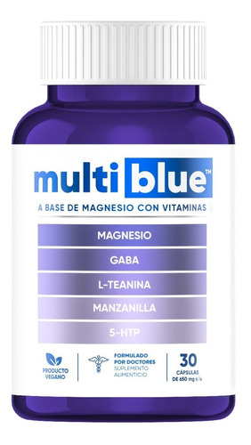 Multiblue Relax, Magnesio Gaba, L Teanina, 5 Htp 30 Caps Sabor Sin Sabor