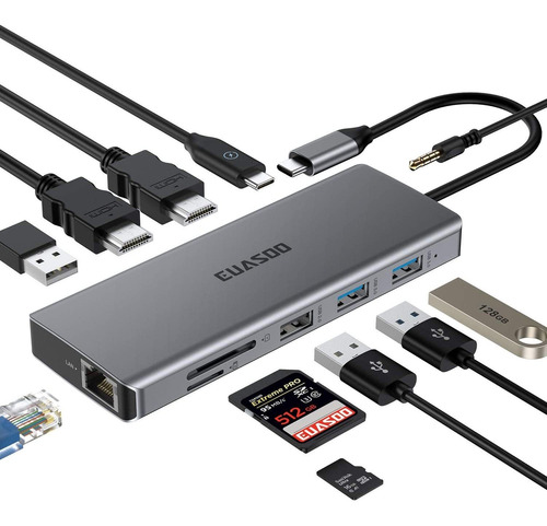 Usb C Hub, Euasoo Estacion De Acoplamiento Usb C 11 En 1 ...