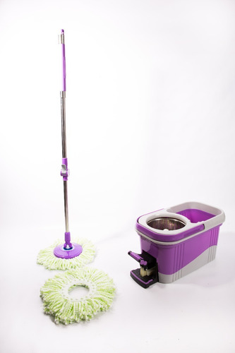 Balde Con Pedal Trapeador Giratorio Centrifugo Acero 2 Mopas