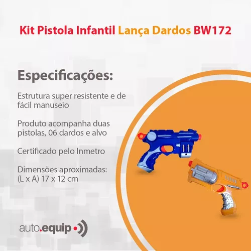 Arminha de Brinquedo Lança Dardos Kit com 4 pistolas e acessórios