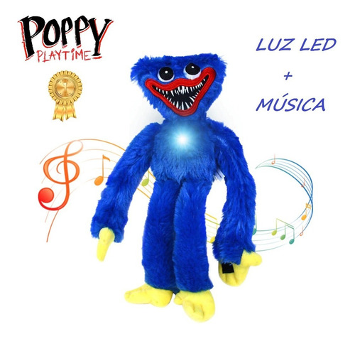 Poppy Playtime Huggy Wuggy Led Multicolor + Música 40cm Azul