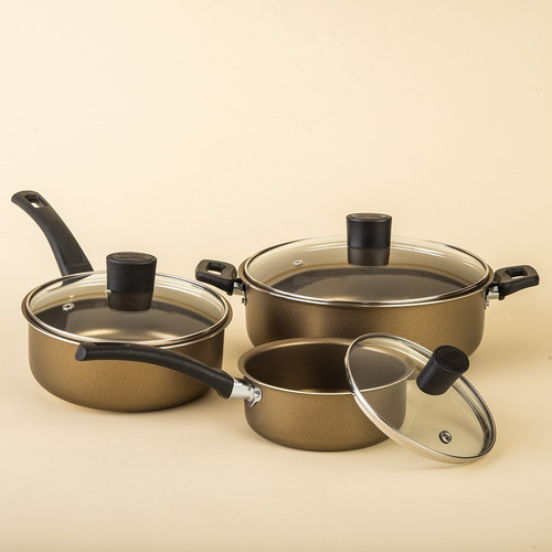 Imagen 9 de 9 de Batería De Cocina De Aluminio Cinsa Mayan Gold 10 Piezas