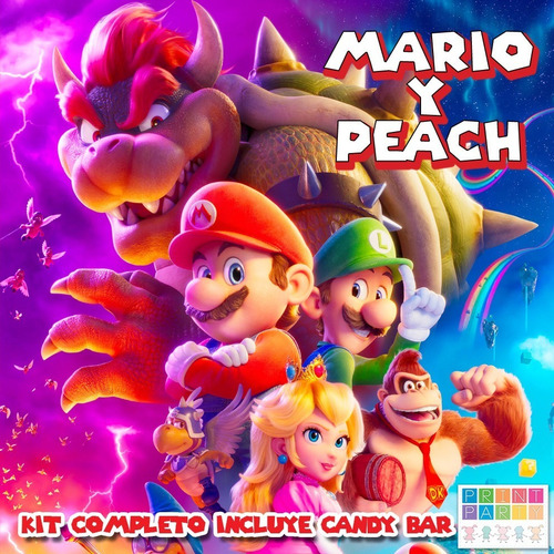 Mario Bros Y Peach Kit Imprimible Personalizado Candy Bar