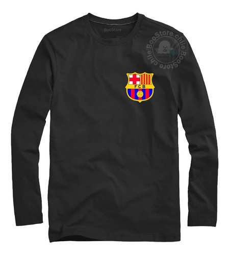 Polera Hombre Manga Larga Barcelona Logo Futbol