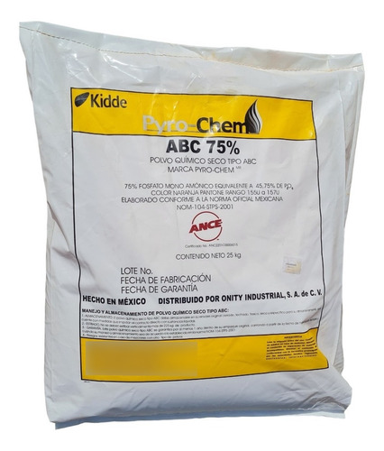Bulto  De 25 Kg Certificadod Polvo Quimico Seco Tipo Abc