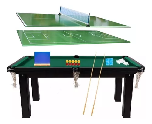 Mesa De Sinuca Residencial Jogo De Botão E Ping Pong