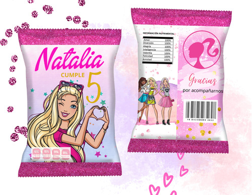 Bolsas De Papas Personalizadas (chip Bags) Barbie 10pz