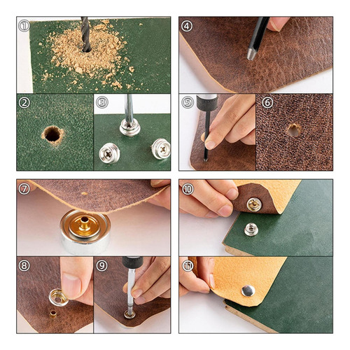 Kit De Broches De Lona De Acero Inoxidable, 152 Uds., Botón