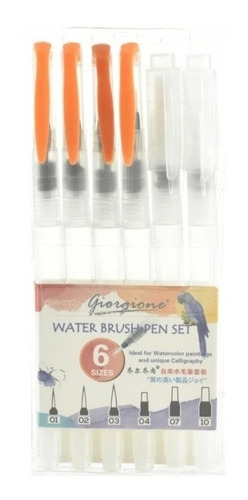 Imagen 1 de 6 de Set De 6 Pinceles Recargable De Agua Water Brush Giorgione