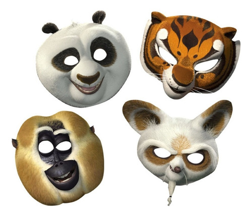 20 Mascaras De Kunfu Panda Tigresa Maestro Shifu Mono