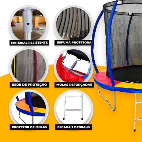 Cama Elástica Pula Pula 2,44m Grande Colorida