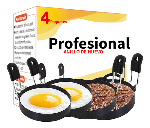 U Chef Set 4 Anillos De Huevo Antiadherentes Grandes 3.5in