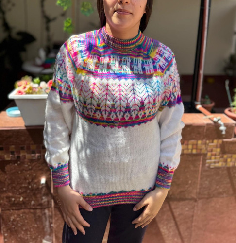Sueter Pulover De Lana De Alpaca Clásico Hojitas