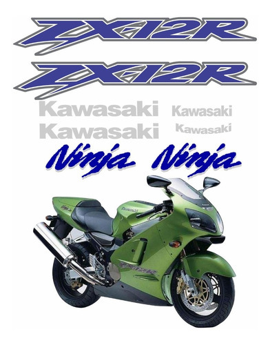 Kit Adesivo Compativel Kawasaki Ninja Zx-12r 2003 Verde 03v