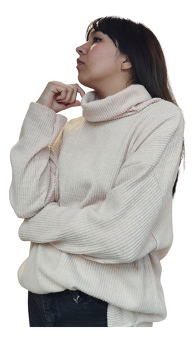 Sweater Poleron Mujer Wide Lanilla Brush Premium Calentito