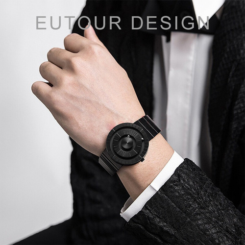 Relojes De Cuarzo De Lujo Para Hombre Eutour Stainless Color De La Correa Mesh Belt Black