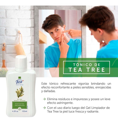 Imagen 5 de 6 de Limpiador Tónico De Tea Tree Y Manuca Anti-acné Swiss Just