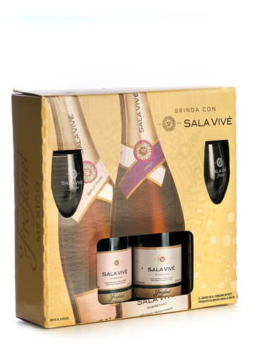 Vinos Espumosos Sala Vivé Brut Y Brut Rosé 750 Ml + 2 Copas
