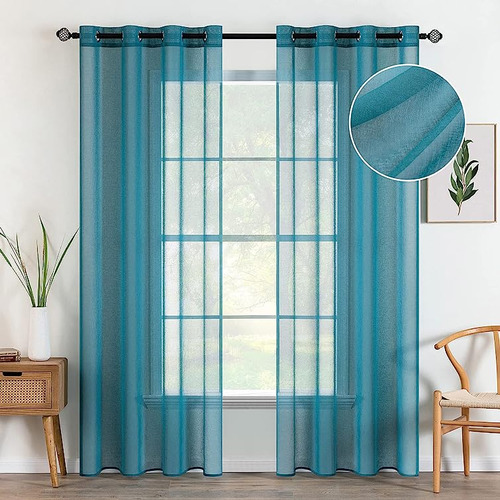 2 Paneles Cortinas Semitransparentes Para Ventana Elegantes