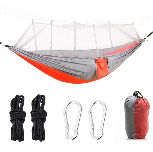 Rede De Dormir Com Portát Camping Mosquiteiro Descanso 300kg Cor Laranja