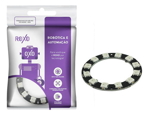 Anel De Led Rgb 12 Leds Ws2812 5050 Endereçável - Roxo