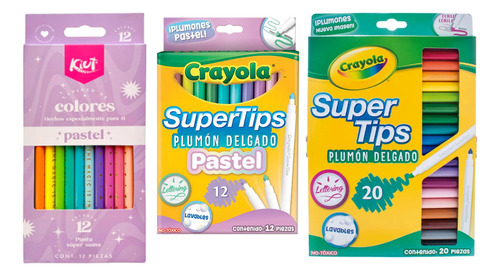 12 Colores Pastel+12 Marcadores Pastel+20 Marcadores Crayola