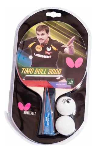 Raqueta de ping pong Butterfly Timo Boll 3000 negra y roja FL (Cóncavo)