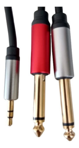 Cabo Stereo P2 E 2 P10 Mono Plug De Metal Cabo Com 1.80 Mt