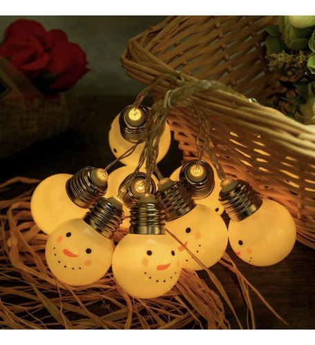 Cadena De Luces Navideñas De Muñeco De Nieve 3m 20 Luces