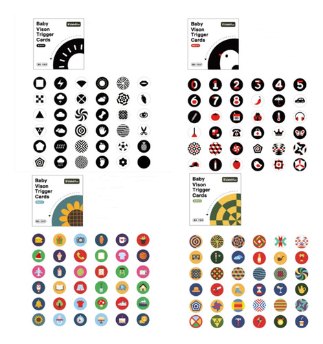 4 Tarjetas De Juguete Montessori De Alto Contraste Para Bebé