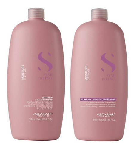 Kit Semi Di Lino Moisture Shampoo 1 Litro + Leave In 1 Litro