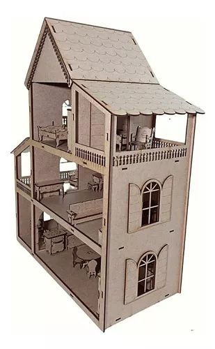 Casa de Boneca em mdf com Tema 60cm