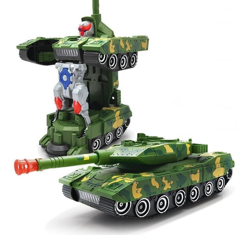 Brinquedo Transformers Carro Vira Robo Com Som E Luz Tanque