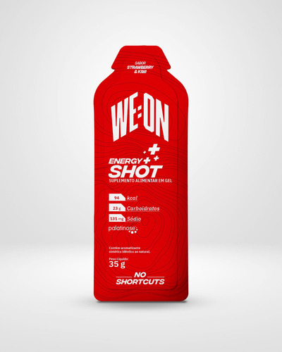 Energy Shot Gel Carboidrato We:on Caixa 10 Sachês - Vegano Sabor Strawberry Kiwi