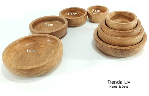Imagen 2 de 8 de Cazuelas Cuenco De Madera Dip O Velas Pack X 4 Medidas 8u