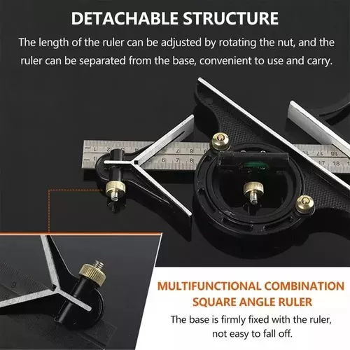 Escuadra Combinada, Regla De ángulo Recto, Ajustable Para Ingenieros  Amonsee Combination Angle Ruler Engineer Ruler